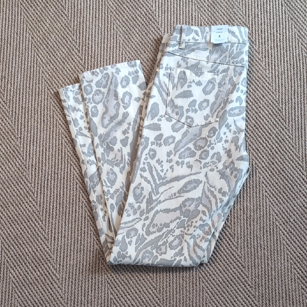 J. McLaughlin Cream/Taupe Jaguar Lexi Jeans Sz 8 long NWT